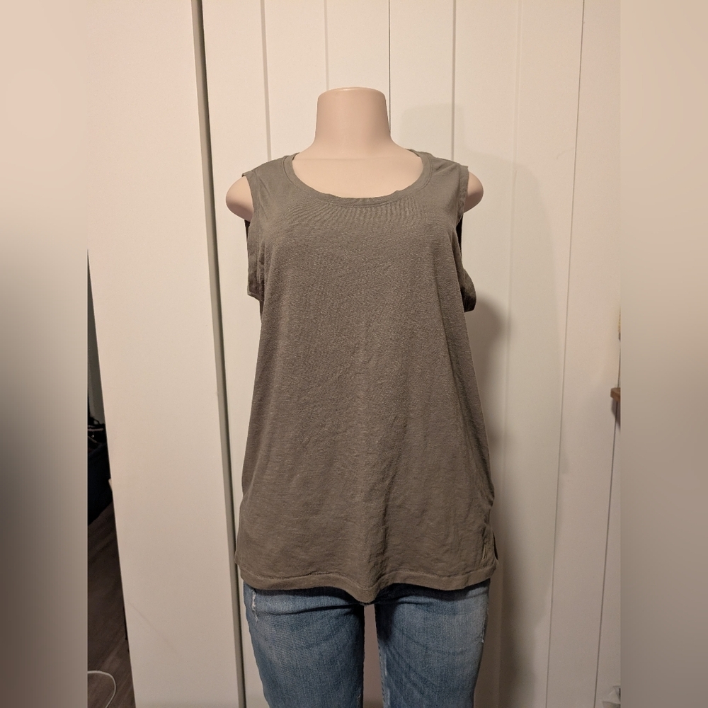 Nautica Olive Green Tank Top Casual Basic Sleeveless Top Simple‎